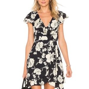 Free People Onyx Floral Wrap Dress Ruffle Size Small